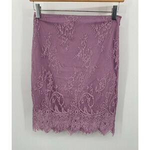 Tobi Beautiful Lace Tube Mini Skirt Side Zip Purple Lavender Women's Small